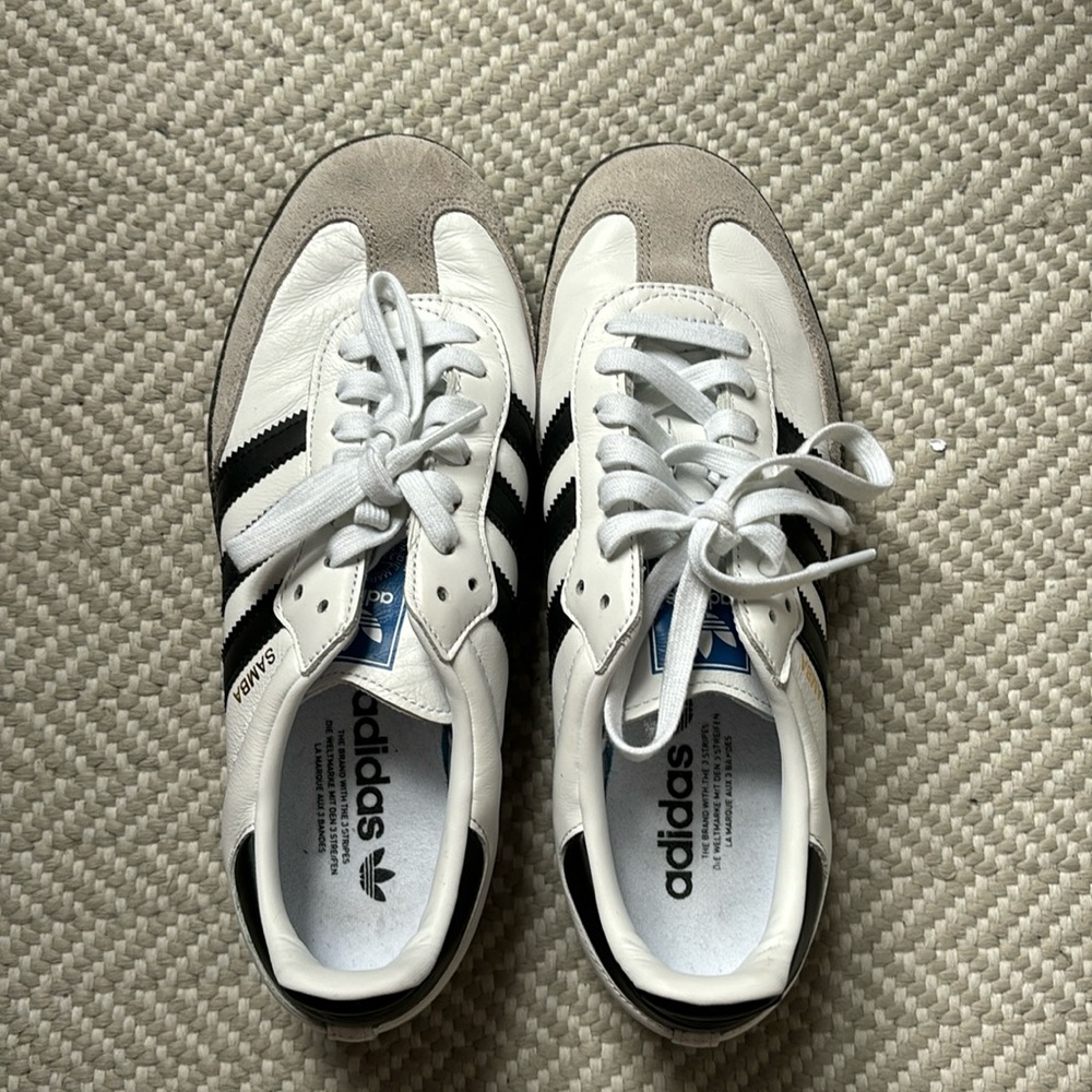 Gently Worn Adidas Sambas Classic white, black, granite US 7 1/2, UK 7 (W 8.5)